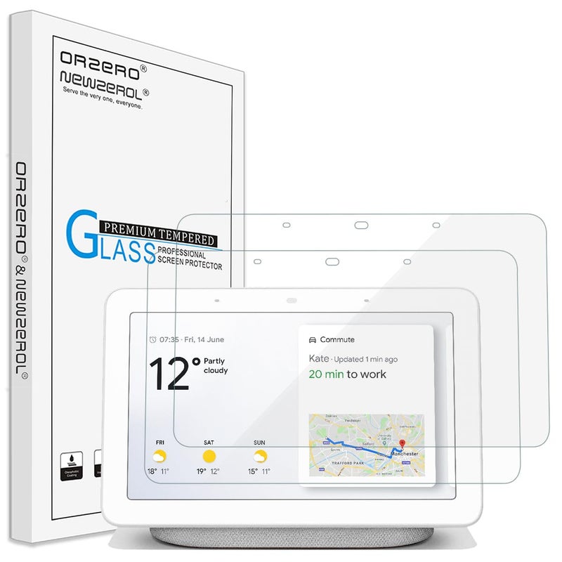 Orzero (2 Pack) Tempered Glass Screen Protector Compatible for Google Home Hub/Nest Hub 7 Inch, 9 Hardness HD Anti-Scratch Full-Coverage - Image 1